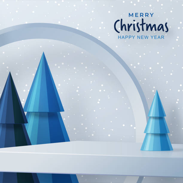 istock Podium round stage style for Merry christmas and happy new year 1347504907