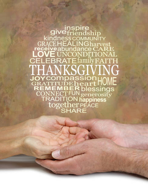 istock Words associated with Sharing at THANKSGIVING Word Circle Message Background 1347504927