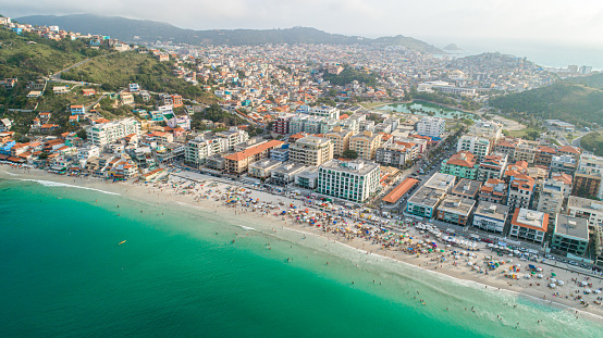 Arraial do Cabo, Rio de Janeiro / Brazil - Circa October 2019: Aerial image of part of Arraial do Cabo city, Brazil.
