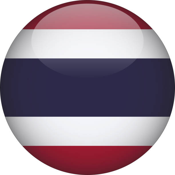 Thailand 3D Rounded Country Flag button Icon 3D Rounded Country Flag button Icon series thailand flag round stock illustrations