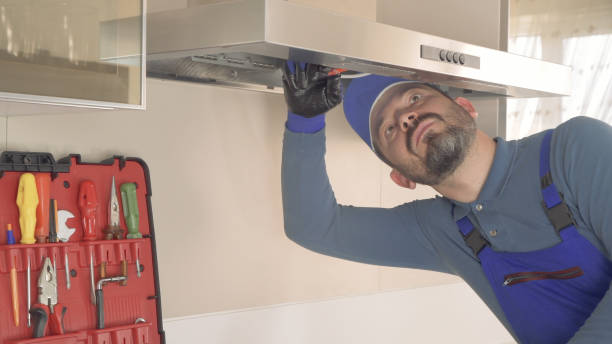 Kitchen Hood Installing Kitchen Hood, Service, Installing, Repairing, Control rangehood repairs stock pictures, royalty-free photos & images