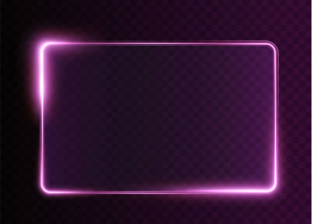 коллекция футуристической оттенка светло-розовой рамки. png технологическая справка. светло-розовые рамки квадратные, овальные, прямоуголь� - neon light stock illustrations