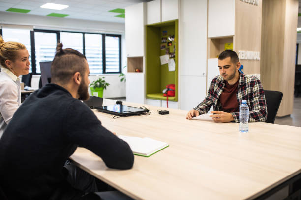 istock A young man struggling in a job interview 1347516027