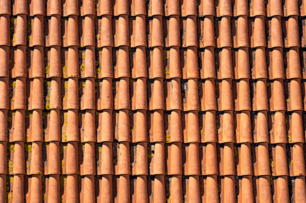 Ceramic tile roof texture background.
