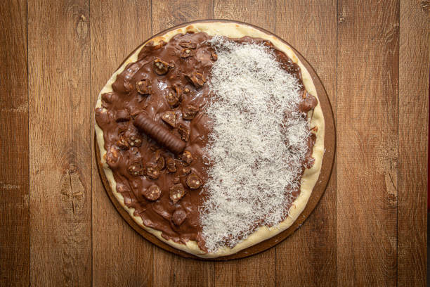 istock Sweet pizza with chocolate and grated coconut 1347523806