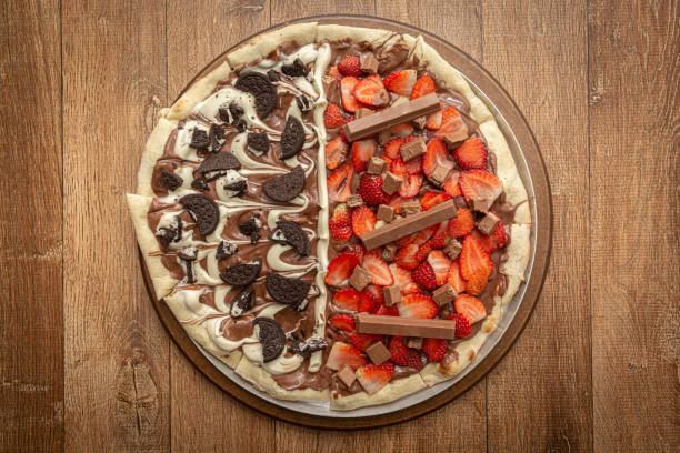 istock Sweet pizza with chocolate and strawberry. 1347523826