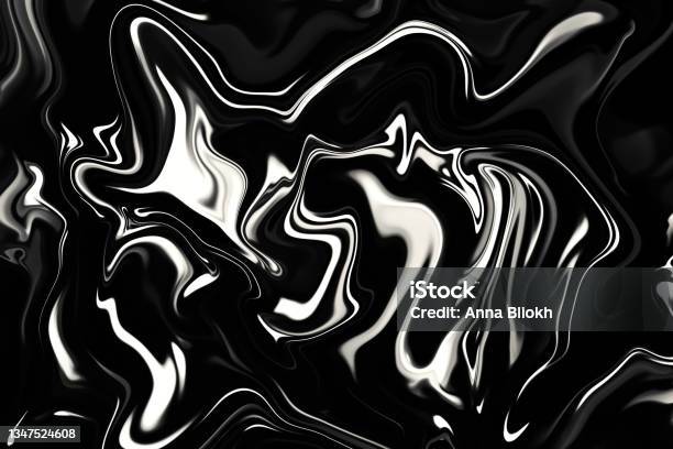 Black White Marble Abstract Shape Pattern Ink Background Mystery Magician Morphing Grayscale Sepia Texture Retro Style Stock Photo - Download Image Now