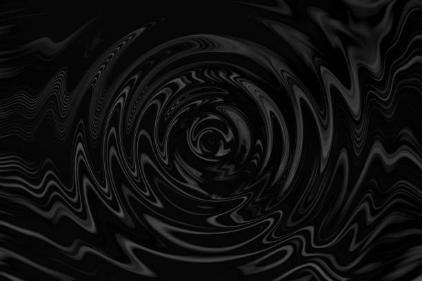 fondo negro tinta líquida ondulada círculo concéntrico halloween mármol abstracto espiral remolino textura vórtice patrón arte - ferrofluid fotografías e imágenes de stock