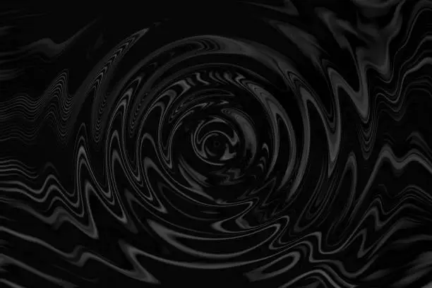 Photo of Background Black Liquid Ink Rippled Concentric Circle Halloween Abstract Marble Spiral Swirl Texture Vortex Pattern Art