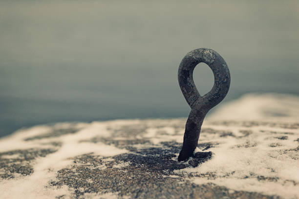 Coastal mooring in the rock. Winter in Bohuslan, Sweden