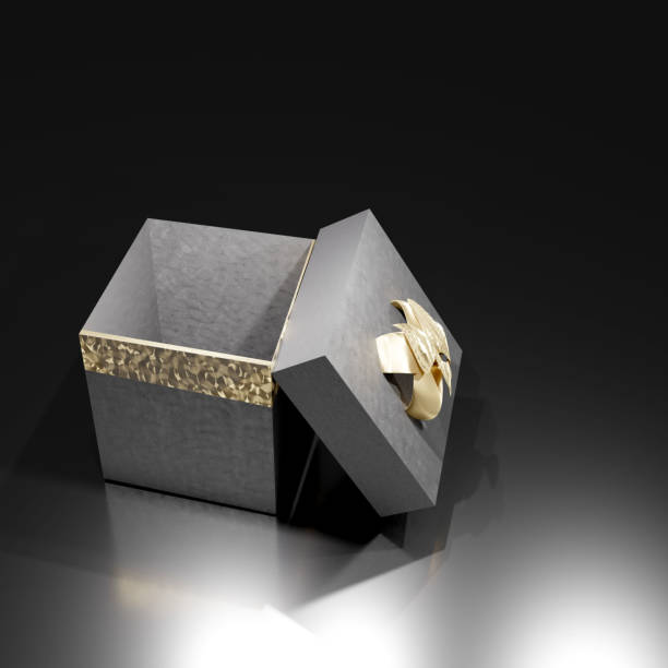 istock Gift box with golden ribbon. Black Friday or Christmas present concept. 1347526418