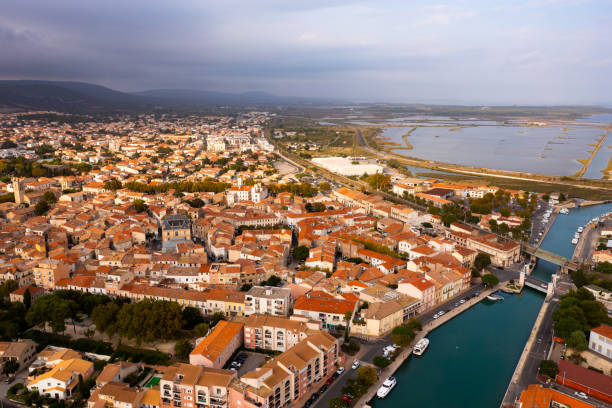 istock View from drone of French town Frontignan 1347528885