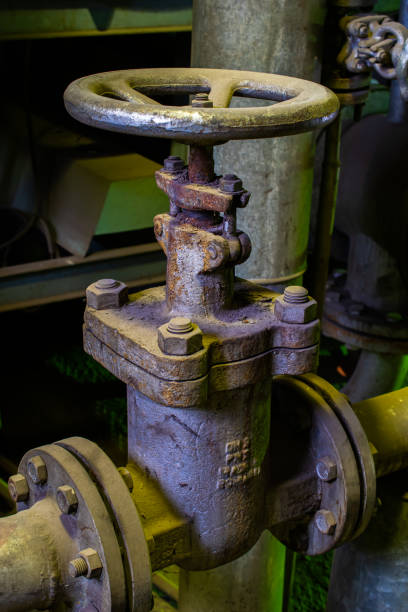 istock pipelines with valves, industrial fittings 1347533525