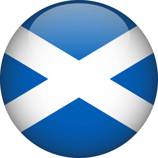 schottland 3d abgerundete länderflagge button symbol - scottish national hat stock-grafiken, -clipart, -cartoons und -symbole