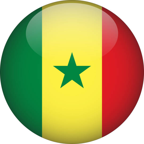セネガル3d丸め国旗ボタンアイコン - flag of senegal点のイラスト素材／クリップアート素材／マンガ素材／アイコン素材