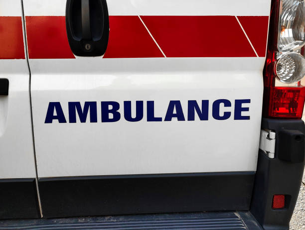 istock Ambulance van, the sign on a back door 1347537890