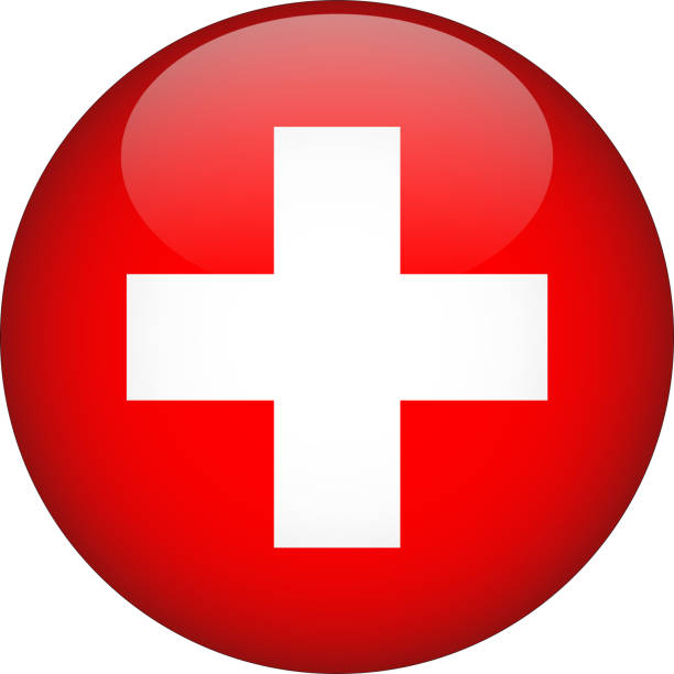 ikona przycisku szwajcaria 3d zaokrąglona flaga kraju - switzerland flag computer graphic digitally generated image stock illustrations