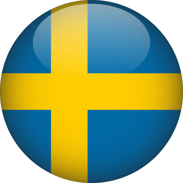 illustrations, cliparts, dessins animés et icônes de suède 3d arrondi drapeau du pays icône icône - drapeau suédois