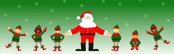 Vector illustration of Santa Claus abd Elf