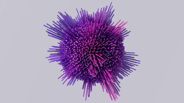 istock Purple glossy morphing sphere. Abstract illustration, 3d render. 1347547100