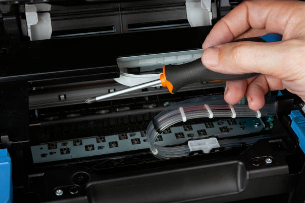 Close up of printer repair stock photo