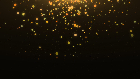 Defocused Golden Lights Over Dark Background. Suitable as Overlay with Screen Blending Mode