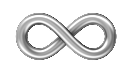 Stainless steel infinity symbol isolated on the white background. Clipping path included.