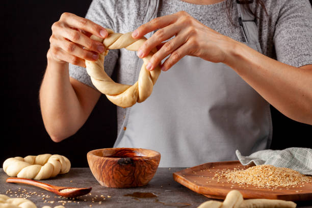 istock delicious Turkish bagel with sesame seeds known as susamli simit. 1347558753