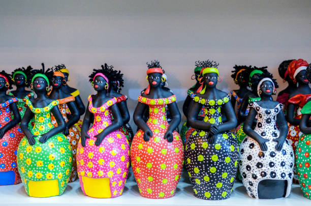 Joao pessoa , Paraíba, Brazil:Clay dolls (dolls de barros) on sale in Joao Pessoa, Paraíba state.