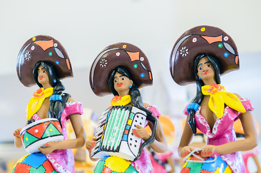 Joao pessoa , Paraíba, Brazil:Clay dolls (dolls de barros) on sale in Joao Pessoa, Paraíba state.