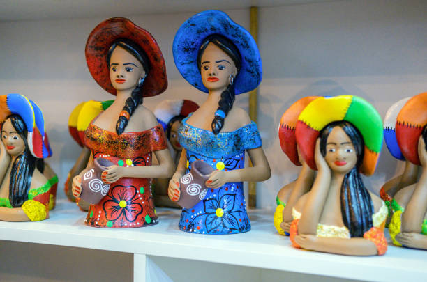 Joao pessoa , Paraíba, Brazil:Clay dolls (dolls de barros) on sale in Joao Pessoa, Paraíba state.