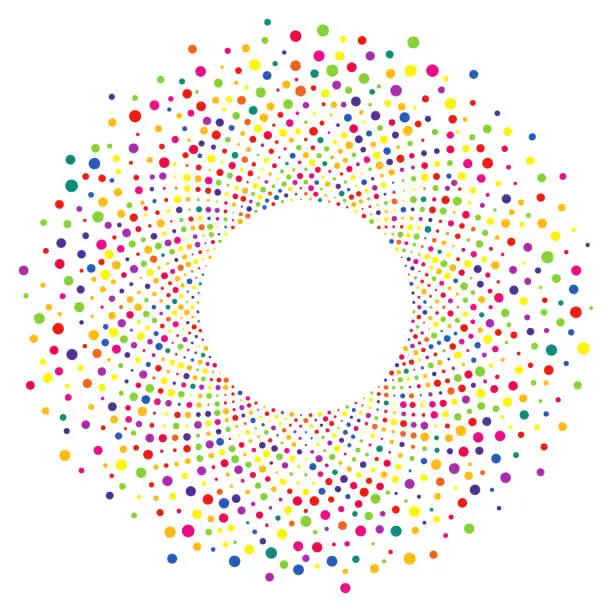 Vector illustration of Abstract multicolored radial dot pattern