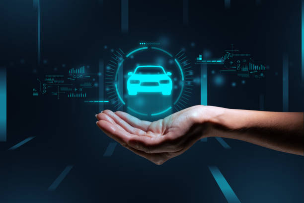istock Car protection, care and insurance concept over hand with graphic graphs 1347560304