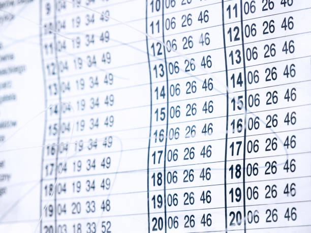 istock Public transportation, tram, bus stop paper timetable object detail, closeup. Arrival and departure hours table up close, city means of transport, rush hours, punctuality abstract concept, nobody 1347560352