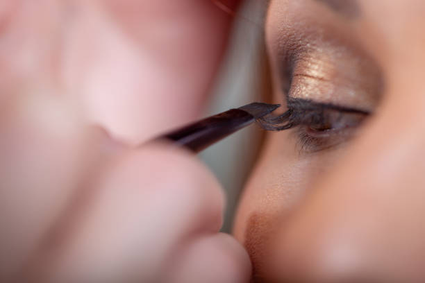 istock Make-up with black eyeliner close-up. Perfect makeup 1347561086