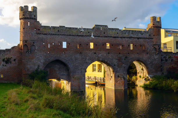 historic Berkel Gate in Zutphen, Netherlands, at sunset