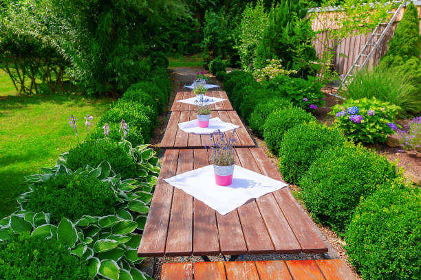istock decorated tables in a garden 1347568090