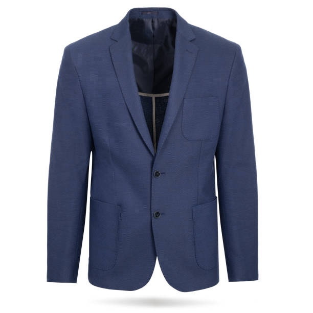 maquette de blazer bleu vierge. costume gris pour homme. vue de face - blazer photos et images de collection