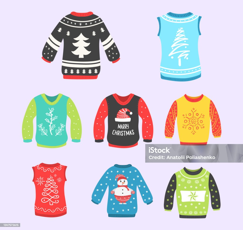 Ugly Sweaters For Christmas Party New Year Wear Stock Illustration ...