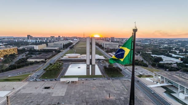 ブラジルの国民会議の航空写真。 - ブラジリア ストックフォトと画像