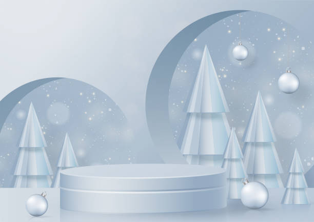 istock Podium round stage style for Merry christmas and happy new year 1347586902