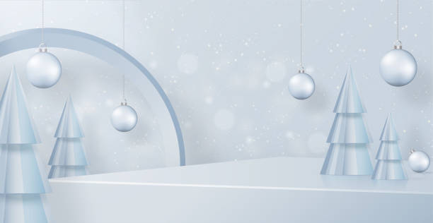 istock Podium round stage style for Merry christmas and happy new year 1347586915