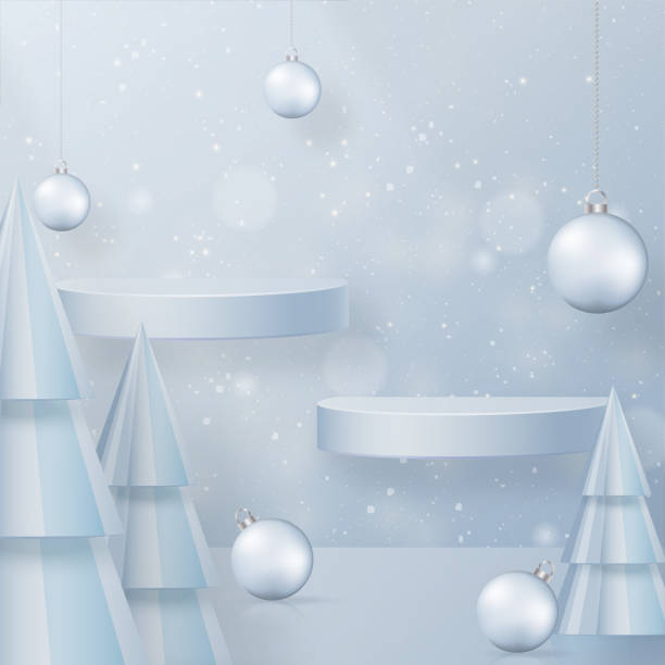 istock Podium round stage style for Merry christmas and happy new year 1347586933