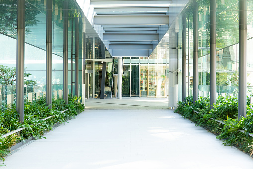 Empty corridor in modern office building