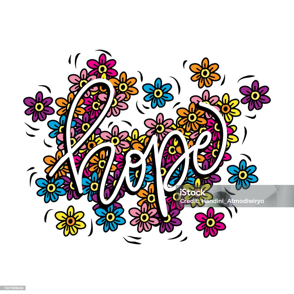 Hope Lettering Template Hope Hand Lettering Typography With Flowers Ornament Stock Illustration ...