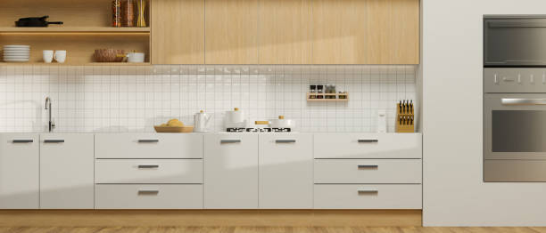 istock Finished modern luxury kitchen room interior with modern appliances, 1347591961