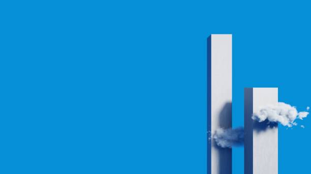 istock Abstract concrete pillar with white clouds on blue sky background.Minimal abstract surreal background.3d rendering illustration. 1347592036