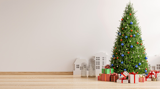 Christmas tree in living room,3D rendering