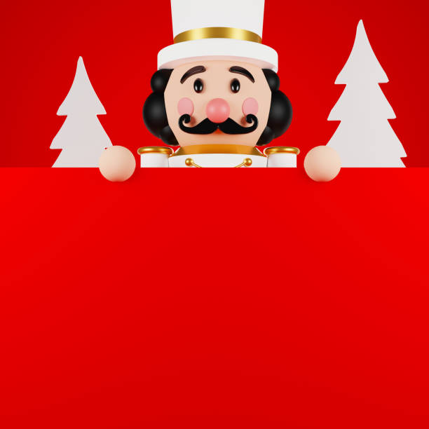 istock Christmas nutcracker toy soldier traditional figurine with copy space. 3d rendering illustration 1347603273