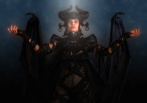 istock Black magic queen at night 3d illustration 1347605987
